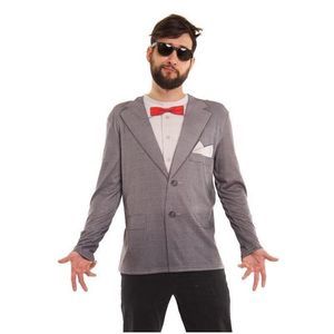 Mens Long Sleeve Retro Bow Tie Suit Party T-Shirt